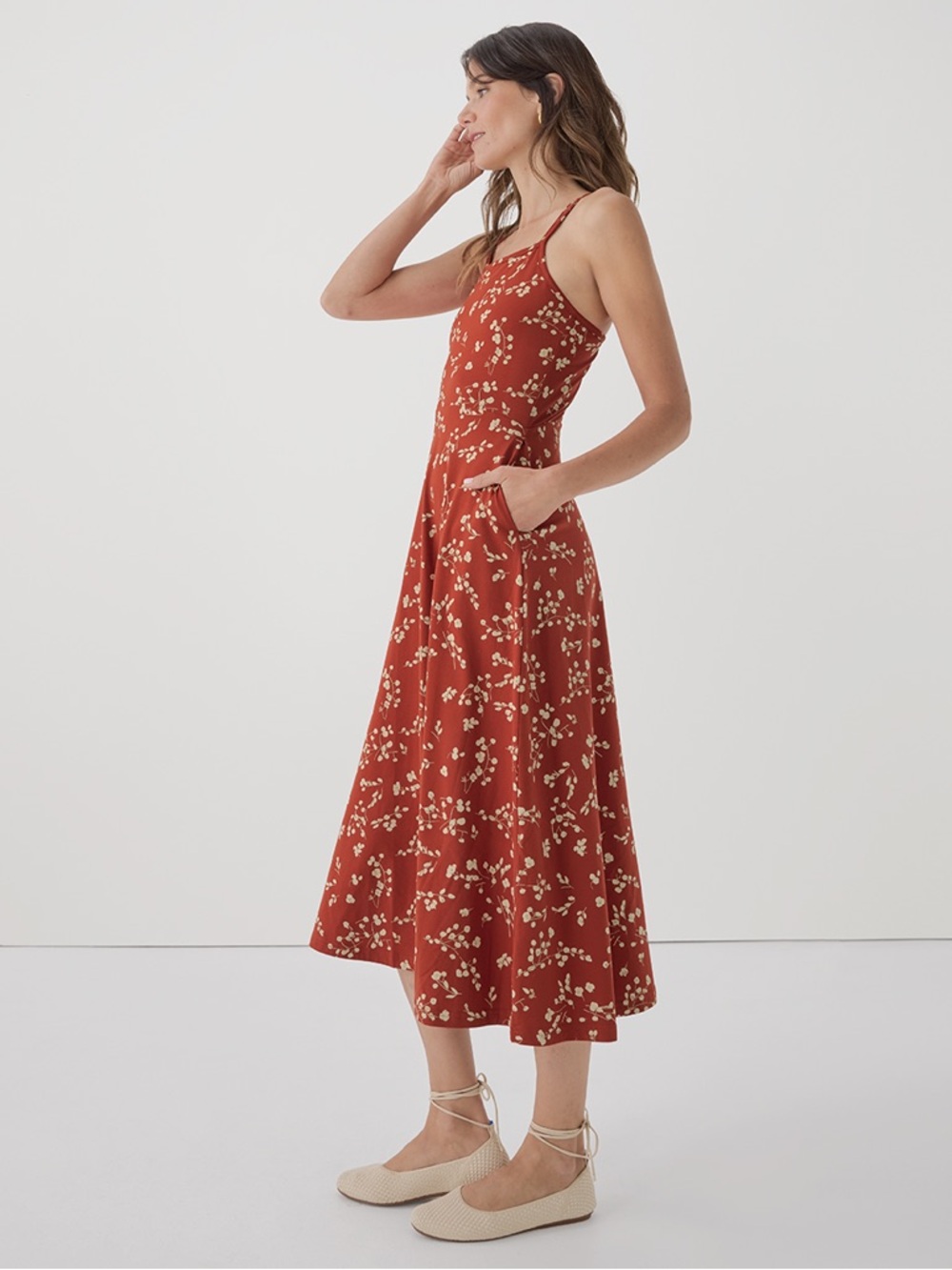 Pact Rust Floral Midi Dress - Picture 6 of 13